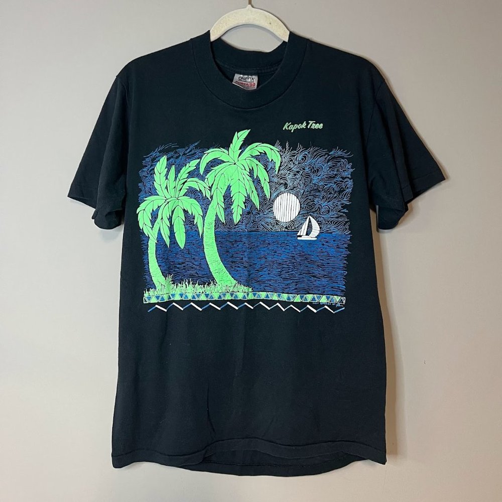 Vintage Kapok Tree Bright Neon Graphic T-Shirt